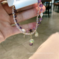 Shangjie OEM joyas Fashion Korean Bracelet Women Charm Layered Bracelet Jewelry Pearl Smart Purple Crystal Bracelet